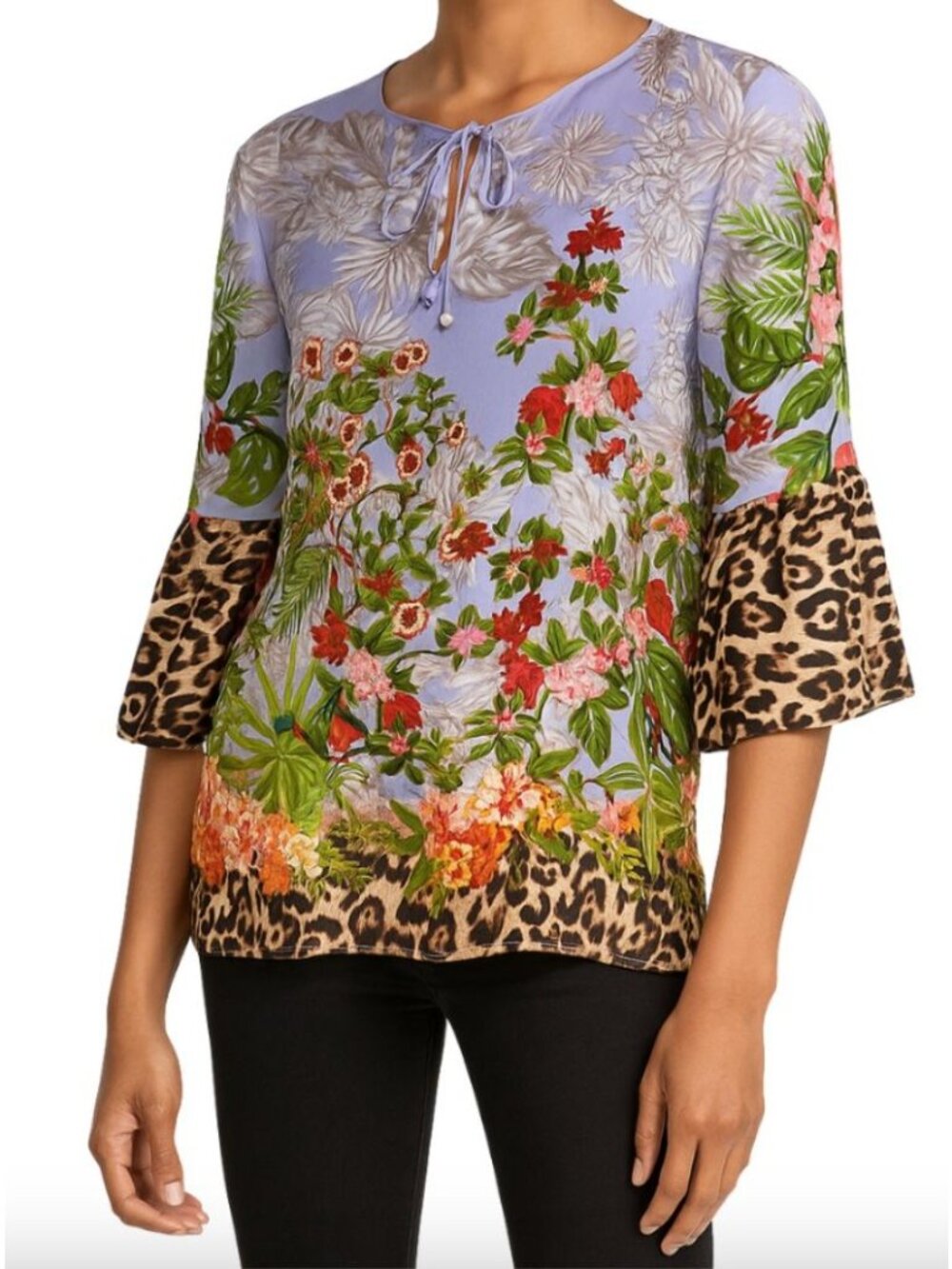 Johnny Was Silk Sofiya Blouse Size Small Jungle Leopard Print